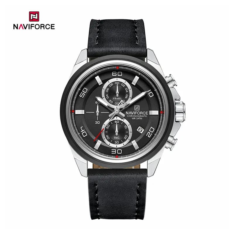 ساعت مچی مردانه نوی‌فورس (Naviforce) nf8075 اورجینال کرنوگراف | بند چرمی کلاسیک | کد 336 — تصویر ۶