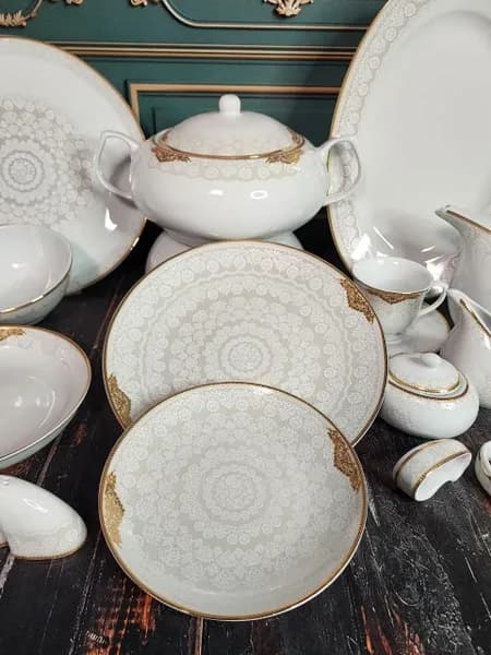 سرویس چینی پردیس طرح ابرا طلایی 918b قالب هرمس — تصویر ۳