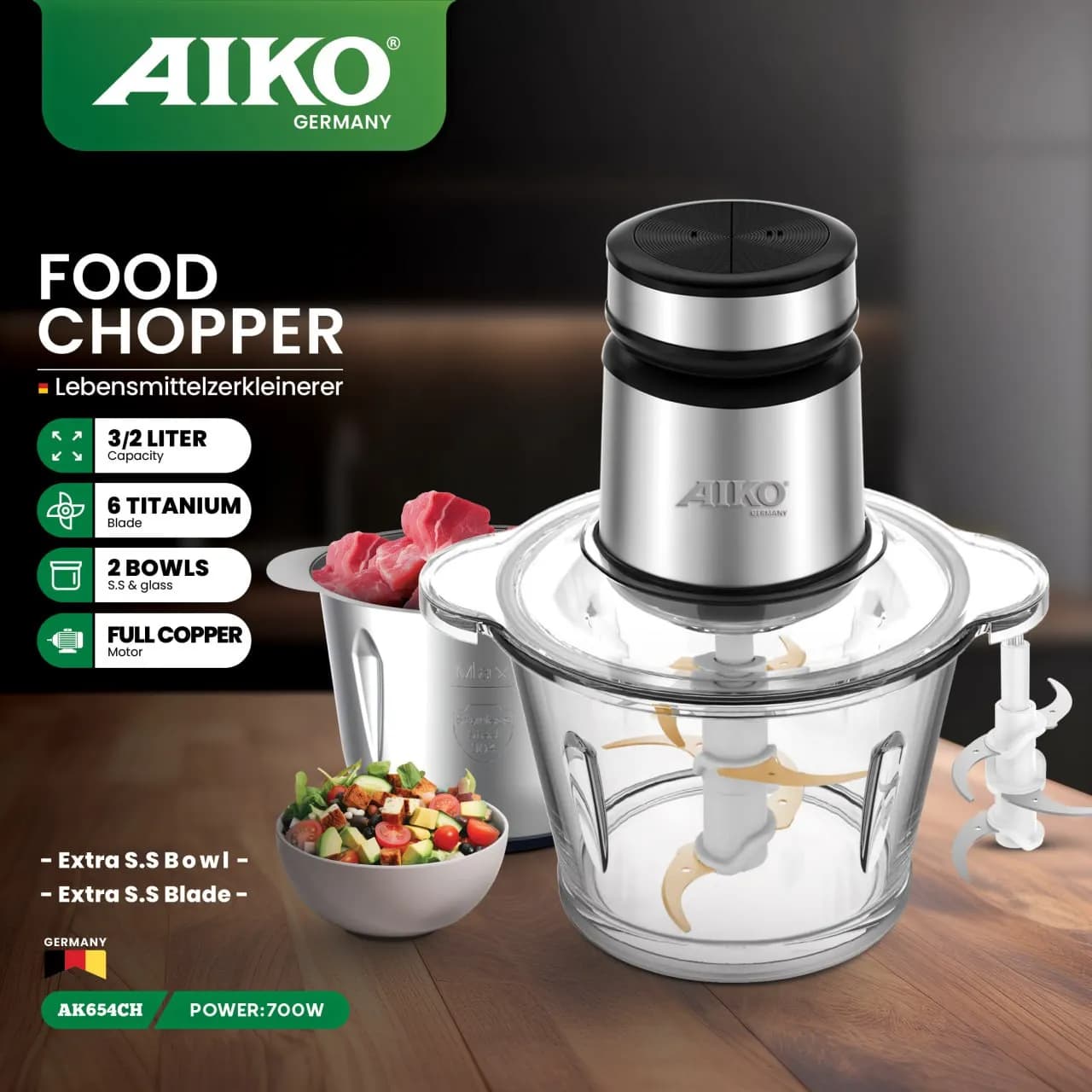 خردکن 3.2 لیتری آیکو مدل ak-654ch — تصویر ۲