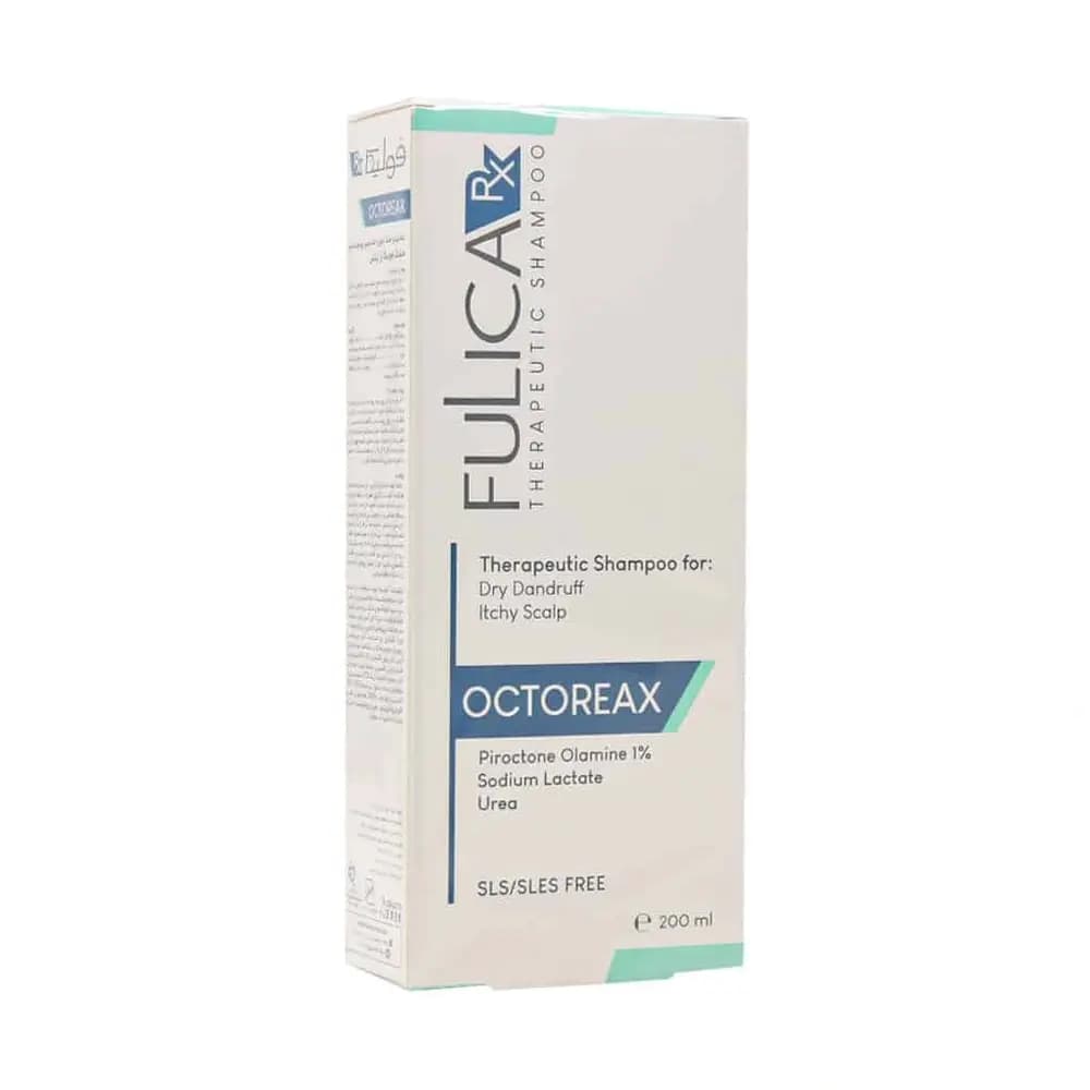شامپو ضدشوره فولیکا مدل Octoreax مخصوص شوره خشک و پوست سر خارش‌دار حجم ۲۰۰ میلی‌لیتر
