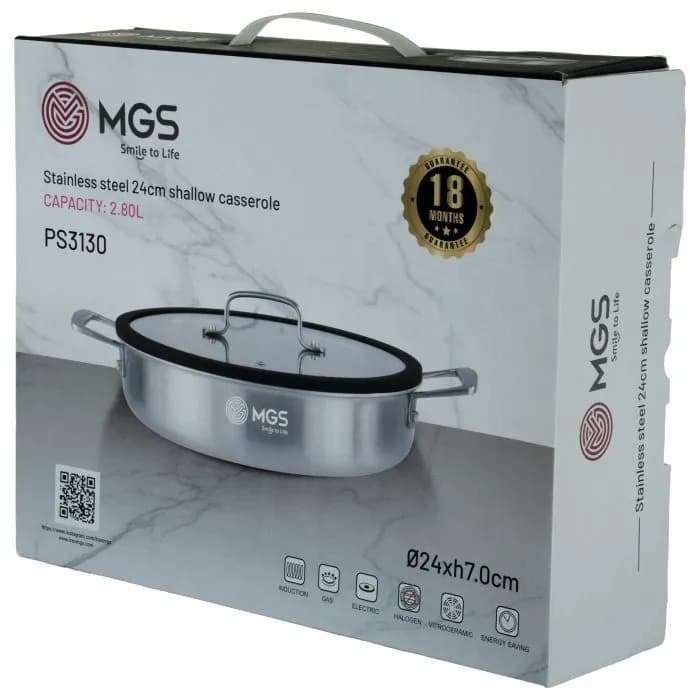 تابه سایز 24 دو دسته استیل کف لیزری MGS مدل PS3130 — تصویر ۶