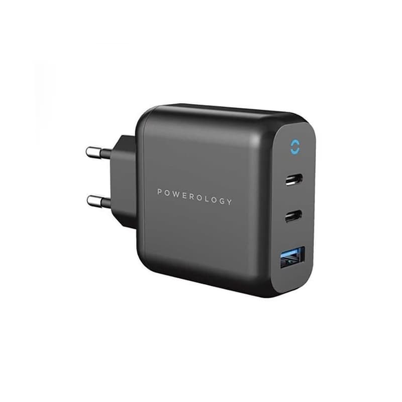 شارژر دیواری پاورولوژی 65 وات مدل MULTIPLE PORT EU GAN (مشکی)
