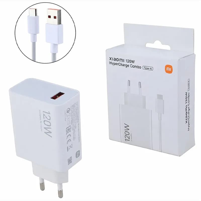 شارژر دیواری شیائومی مدل 120 وات به همراه کابل تبدیل USB-C