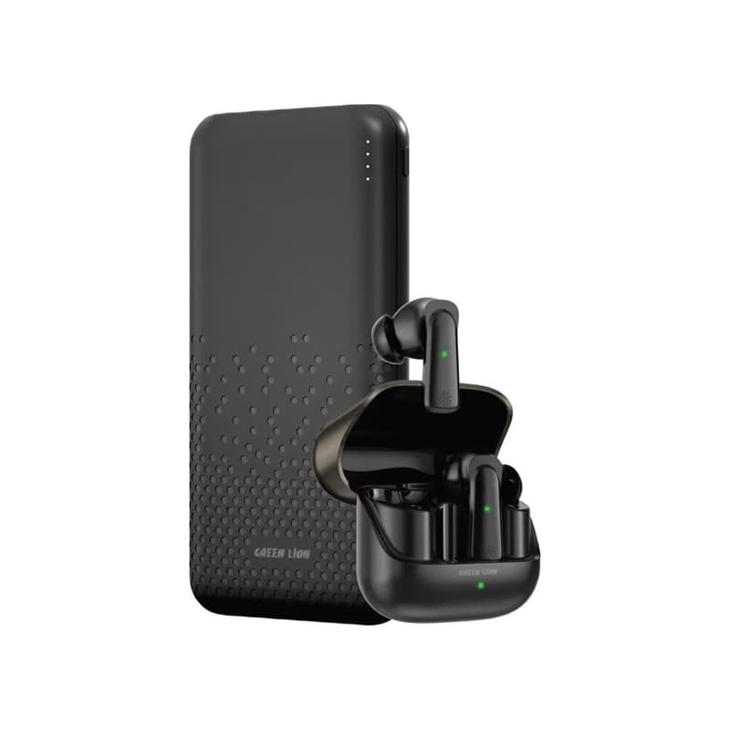 پک پاوربانک گرین لاین ۱۰۰۰۰ میلی‌آمپر مدل Rome و هندزفری بلوتوثی EarBuds (مشکی)