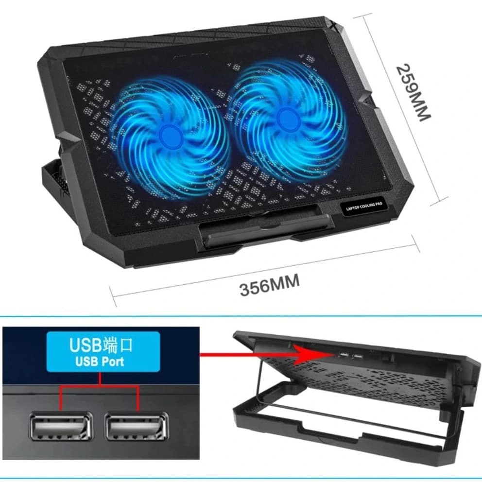 پایه خنک کننده گیمینگ گریت مدل GR-X3 دو فن کد 1213 — تصویر ۴