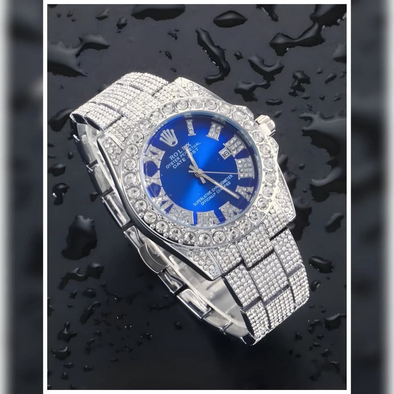 ساعت مچی زنانه رولکس (Rolex) – مدل فول نگین تقویمدار | کد 95