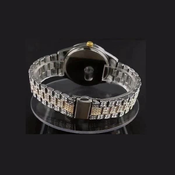 ساعت مچی زنانه رولکس (Rolex) – مدل فول نگین تقویم‌دار | کد 95 — تصویر ۷