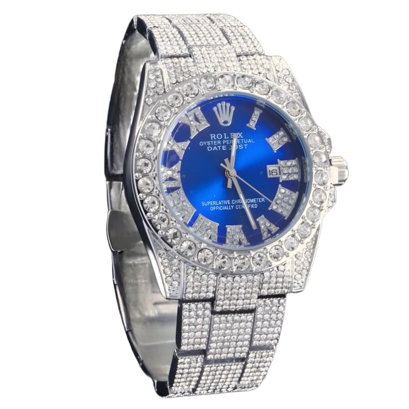 ساعت مچی زنانه رولکس (Rolex) – مدل فول نگین تقویم‌دار | کد 95 — تصویر ۶