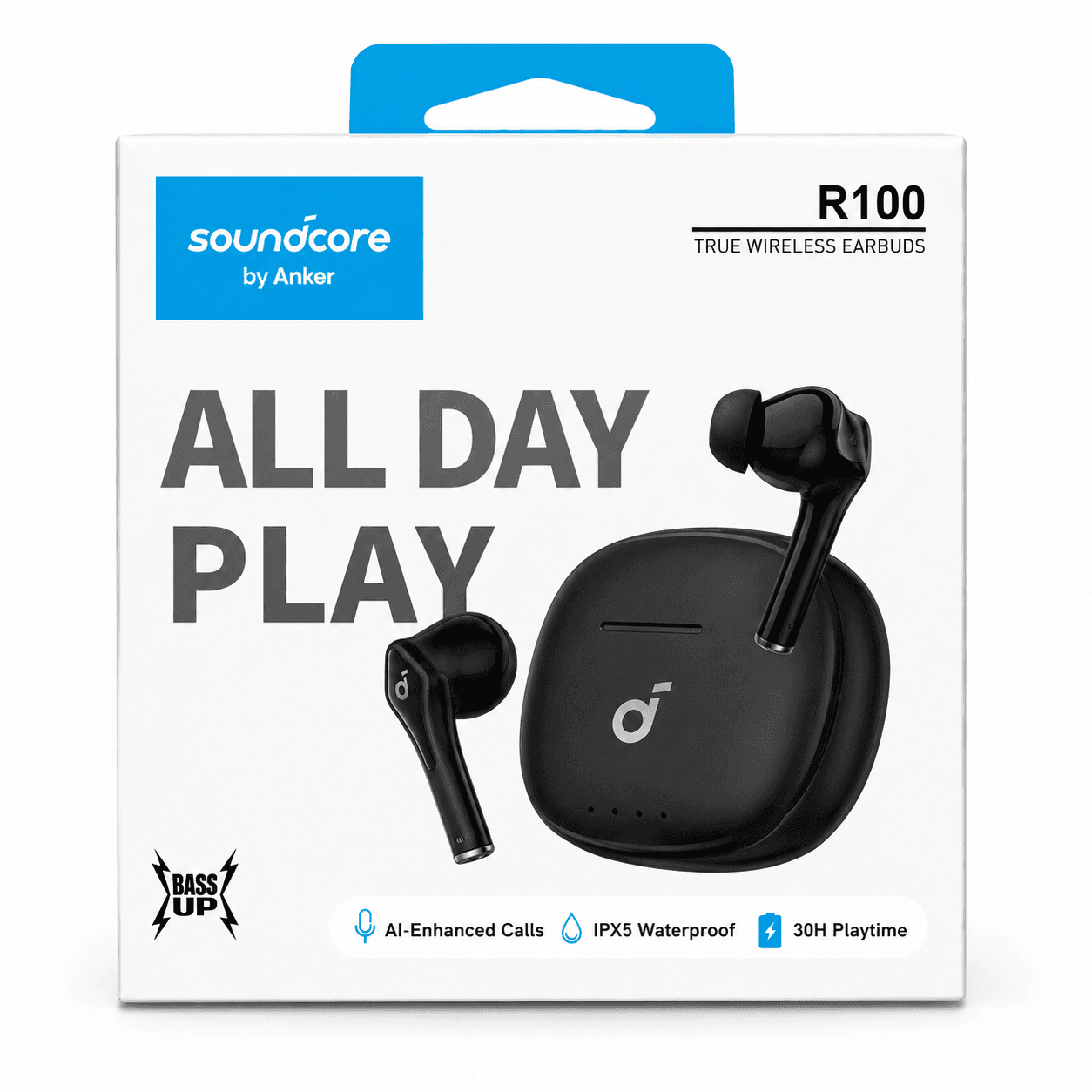 هندزفری بلوتوثی انکر Soundcore R100 سفید | هدفون بیسیم TWS با صدای قدرتمند و BassUp — تصویر ۵