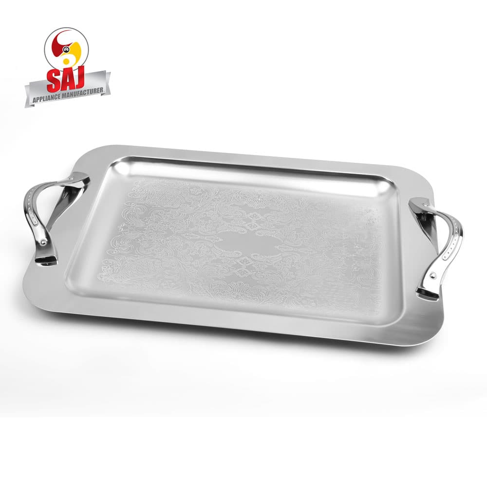 سینی استیل مستطیل بزرگ کروم- 1168C — تصویر ۳