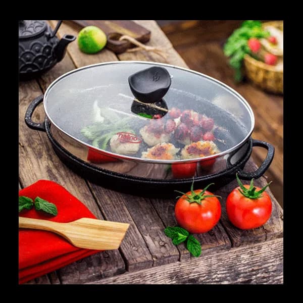 تابه چدنی بیضی درب دار نالینو — تصویر ۶