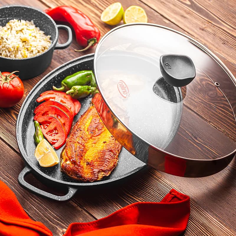 تابه چدنی بیضی درب دار نالینو — تصویر ۸