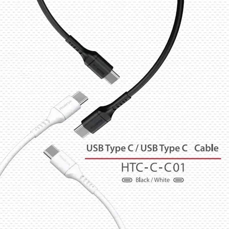 کابل شارژ و دیتا هادرون Type-C به Type-C مدل C-C01 طول 1 متر (سفید) — تصویر ۲