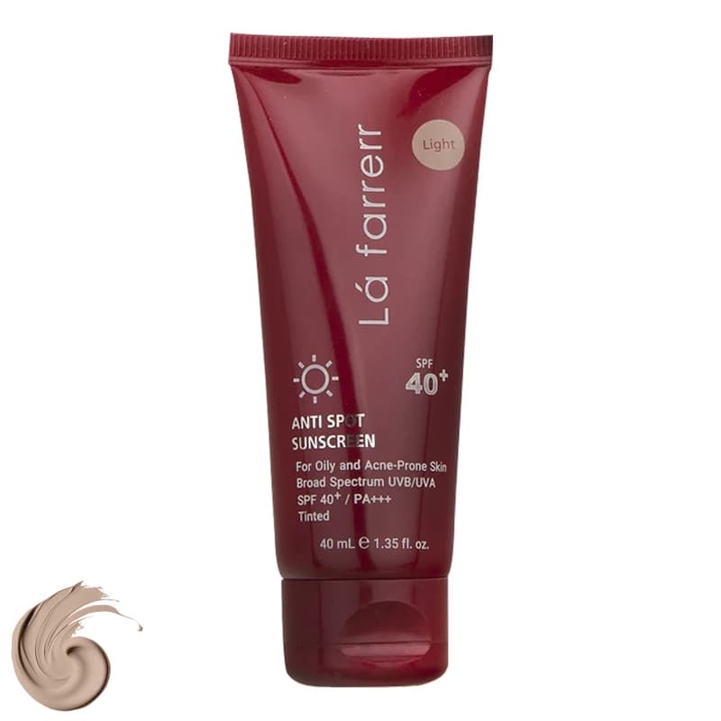 کرم ضد آفتاب و ضدلک رنگی لافارر SPF40 مدل Light مناسب پوست چرب و مستعد آکنه حجم ۴۰ میلی‌لیتر — تصویر ۲