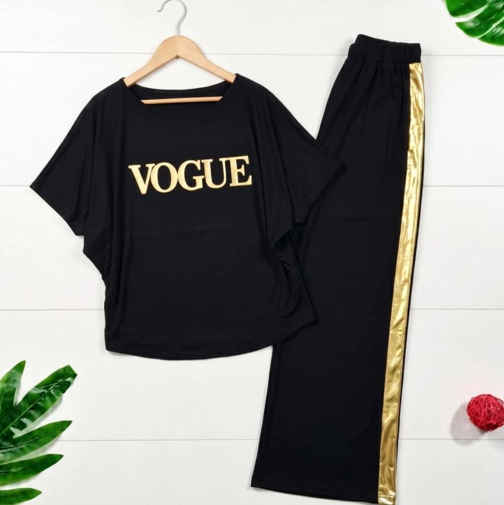ست تیشرت و شلوار زنانه اسپرت مدل VOGUE پارچه اسپان کش (کد: ۱۸۲۹۶) — تصویر ۳
