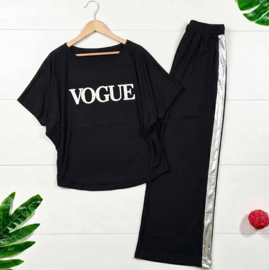 ست تیشرت و شلوار زنانه اسپرت مدل VOGUE پارچه اسپان کش (کد: ۱۸۲۹۶) — تصویر ۲