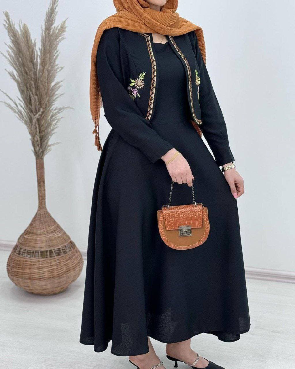 ست کت و سارافون زنانه مجلسی شانتون مدل همتا گلدوزی مشکی (کد: ۹۶۱۱) — تصویر ۵