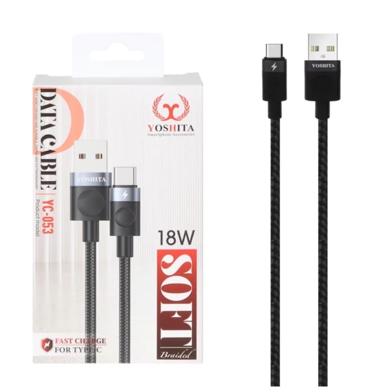 کابل شارژ فست Yoshita Type-C مدل YC-053 18W – مشکی – MMS