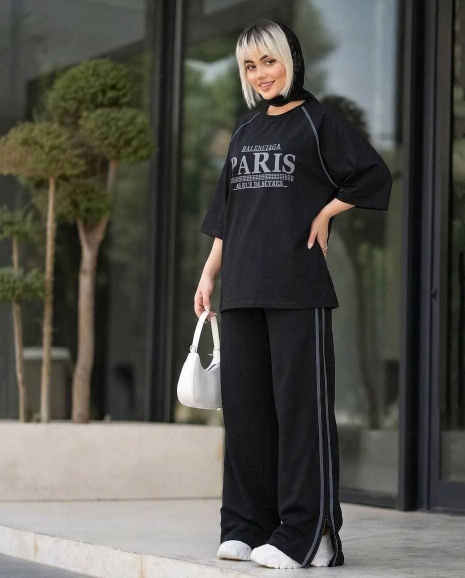 ست لباس خیابانی زنانه شانتون کبریتی مدل Paris مشکی (کد: ۱۴۱۴۳) — تصویر ۶
