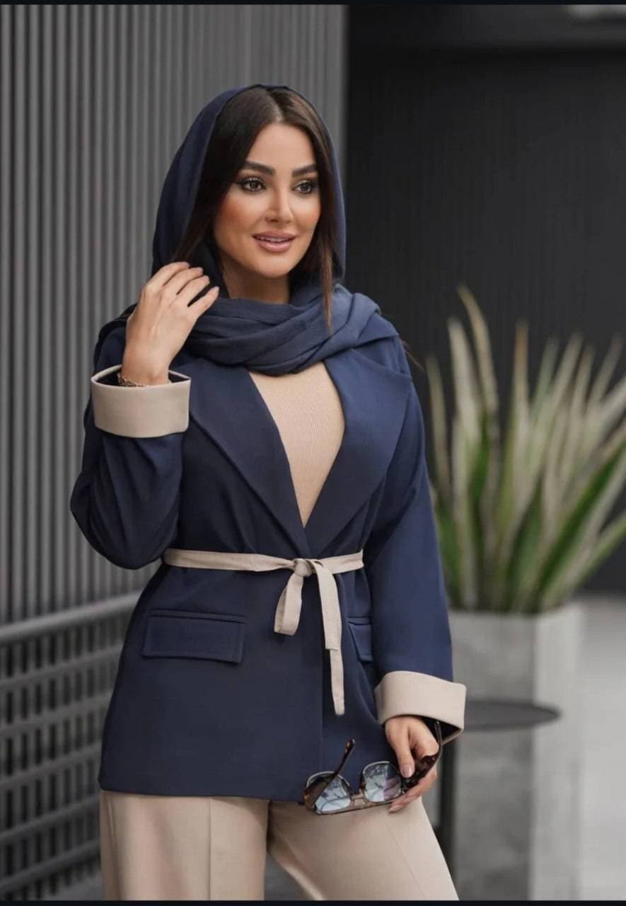 ست کت و شلوار لینن زنانه مدل تندیس نچرال (کد: ۱۵۵۴۳) — تصویر ۷