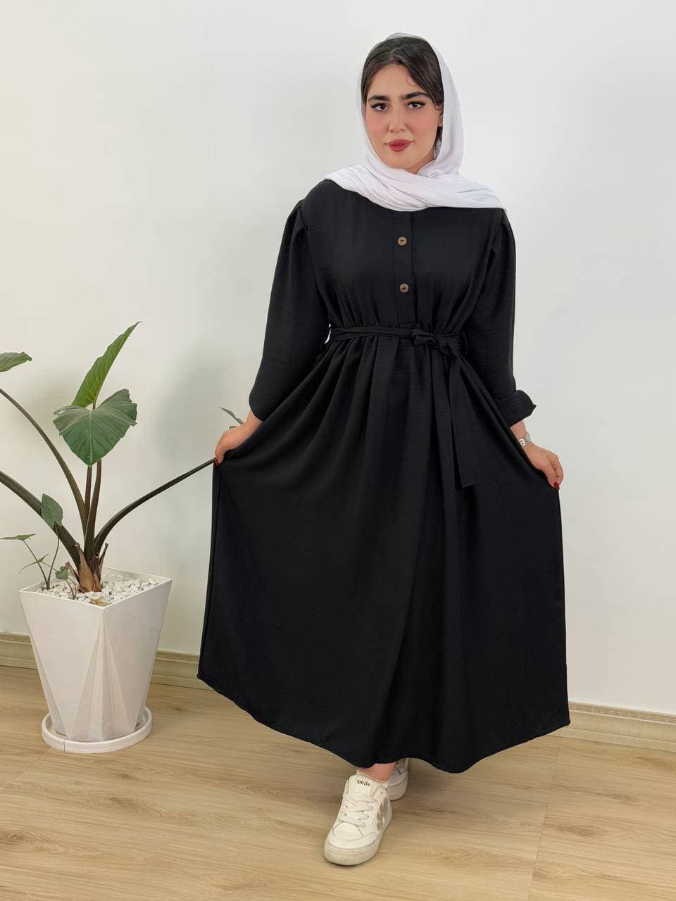 عبای زنانه شانتون مدل آرژین مشکی بلند (کد: ۱۶۰۷۵) — تصویر ۳
