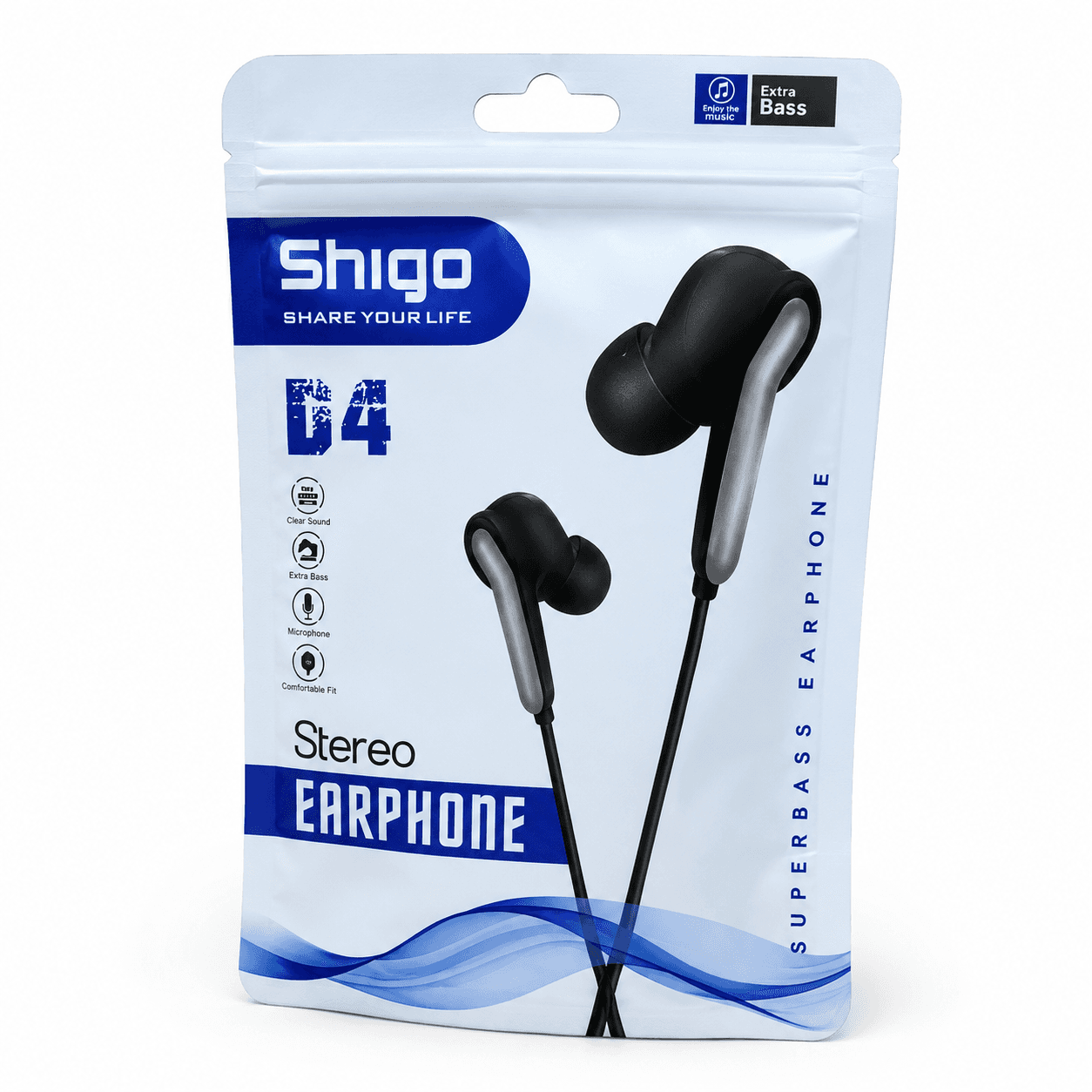 هندزفری سیمی شیگو مدل D4 | Stereo Earphone با صدای شفاف و طراحی ارگونومیک