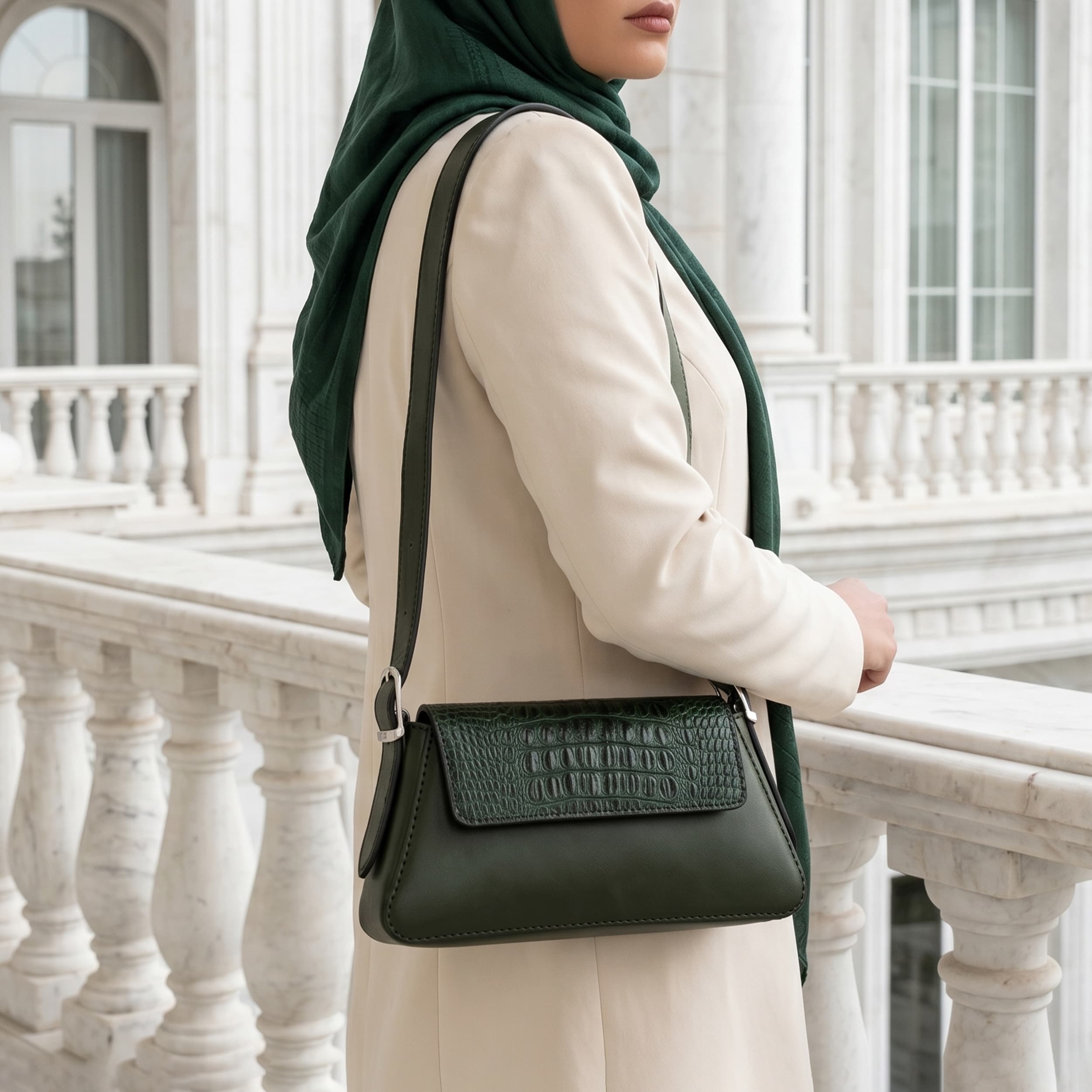 کیف زنانه چرم طبیعی مدل هلنا سبز — تصویر ۵