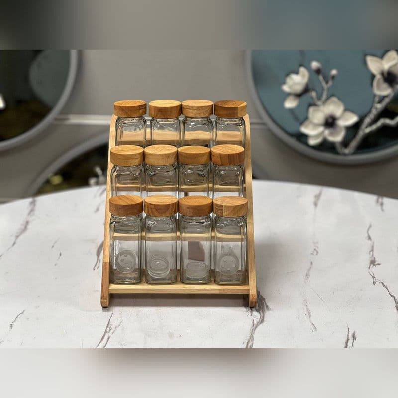 ست جا ادویه ای چوبی ۱۲ پارچه مدل مک کارتی