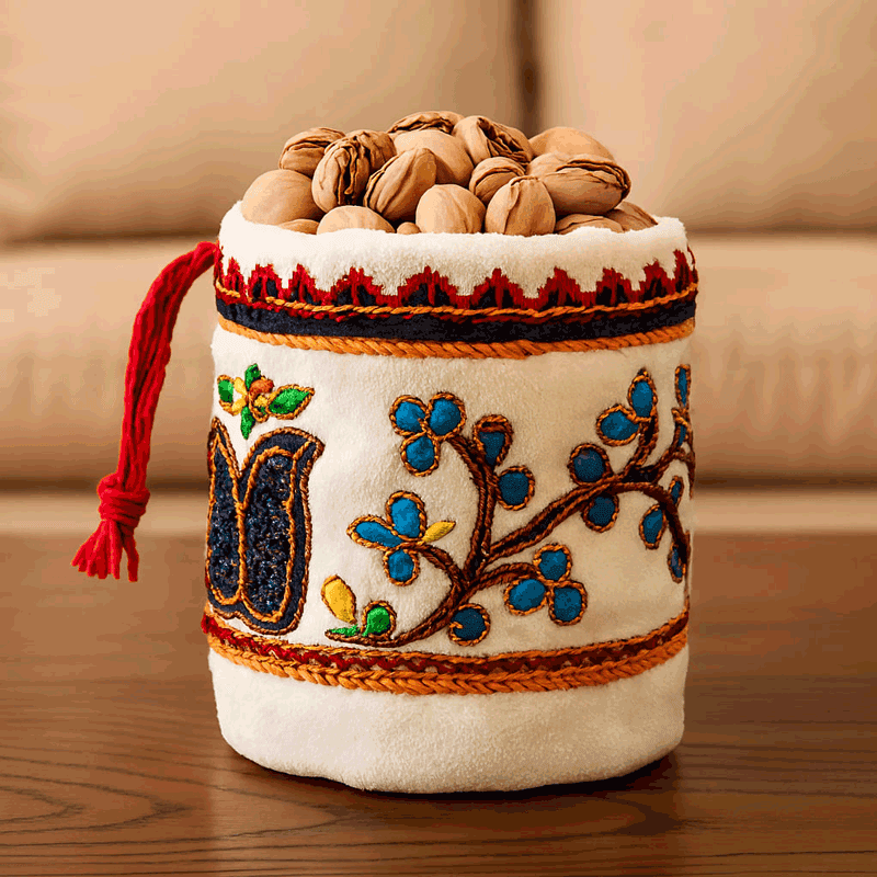 مفشو پته دوزی رنگ سفید طرح گلابتون کدMF019 — تصویر ۲