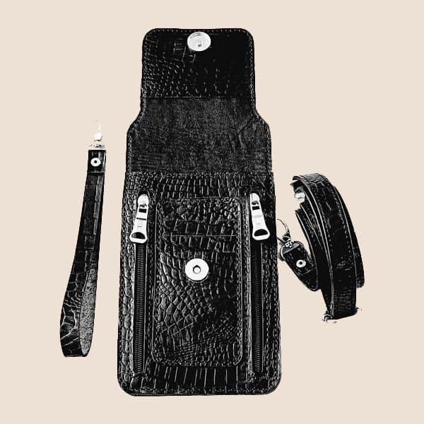 کیف موبایل و مدارک چرمی دست‌دوز کد M34