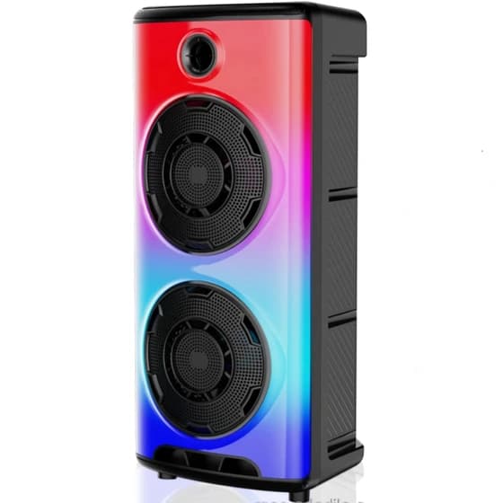 اسپیکر شارژی قابل حمل Sing-e ZQS-8287 دو ووفر 8 اینچ، میکروفن و رقص نور LED با باتری 4500 mAh