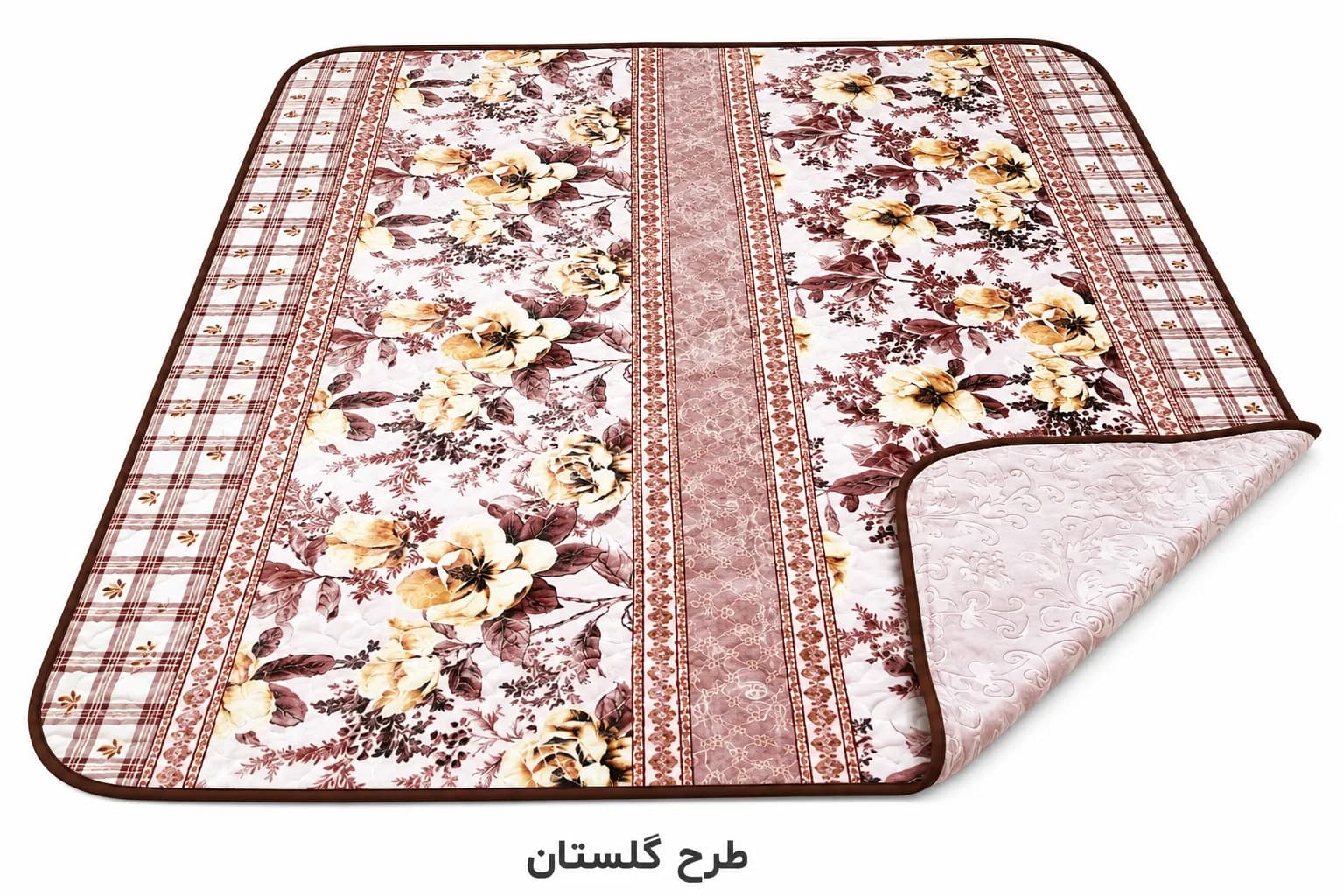 پتو دونفره دورو ابریشم گل برجسته — تصویر ۷
