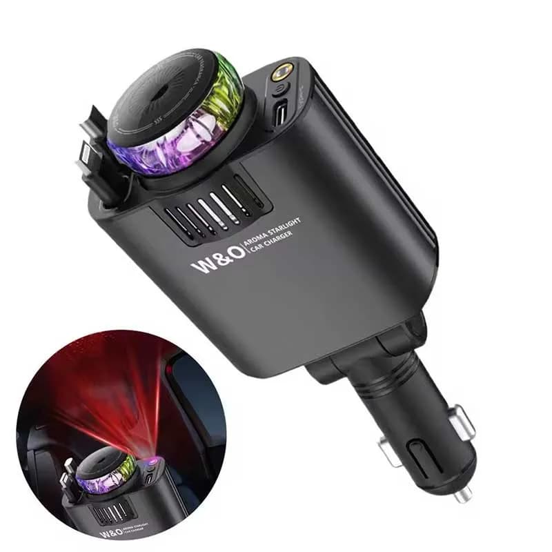 شارژر فندکی 45 وات 3 کاره | فست شارژ و خوشبوکننده و چراغ LED دار