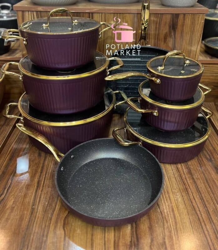 سرویس قابلمه گرانیتی ۱۴ پارچه KZP مدل آلما — تصویر ۳