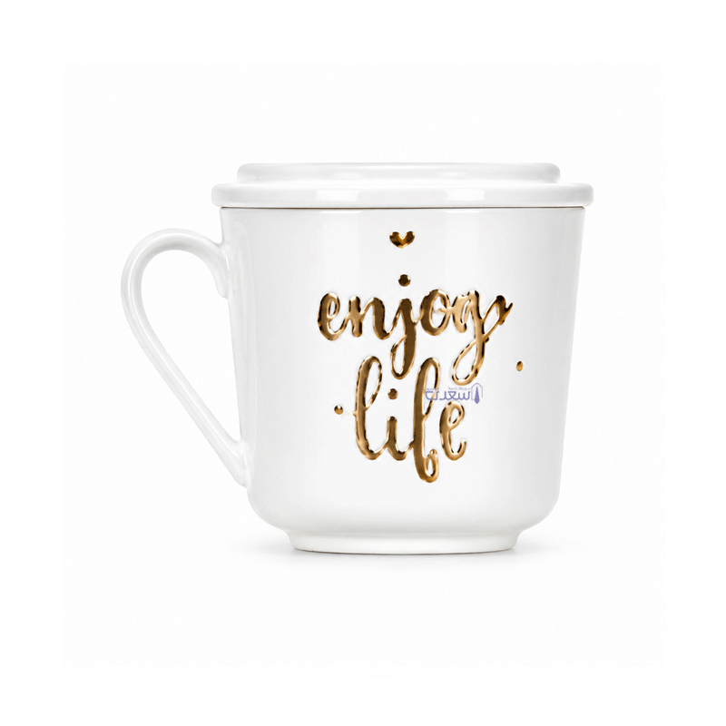 لیوان فنجانی درب‌دار طرح Enjoy Life