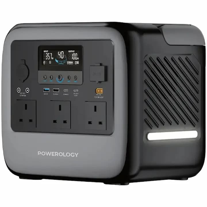 پاور استیشن قابل حمل پاورولوژی مدل PWGC1200GY با شارژ سریع و خورشیدی