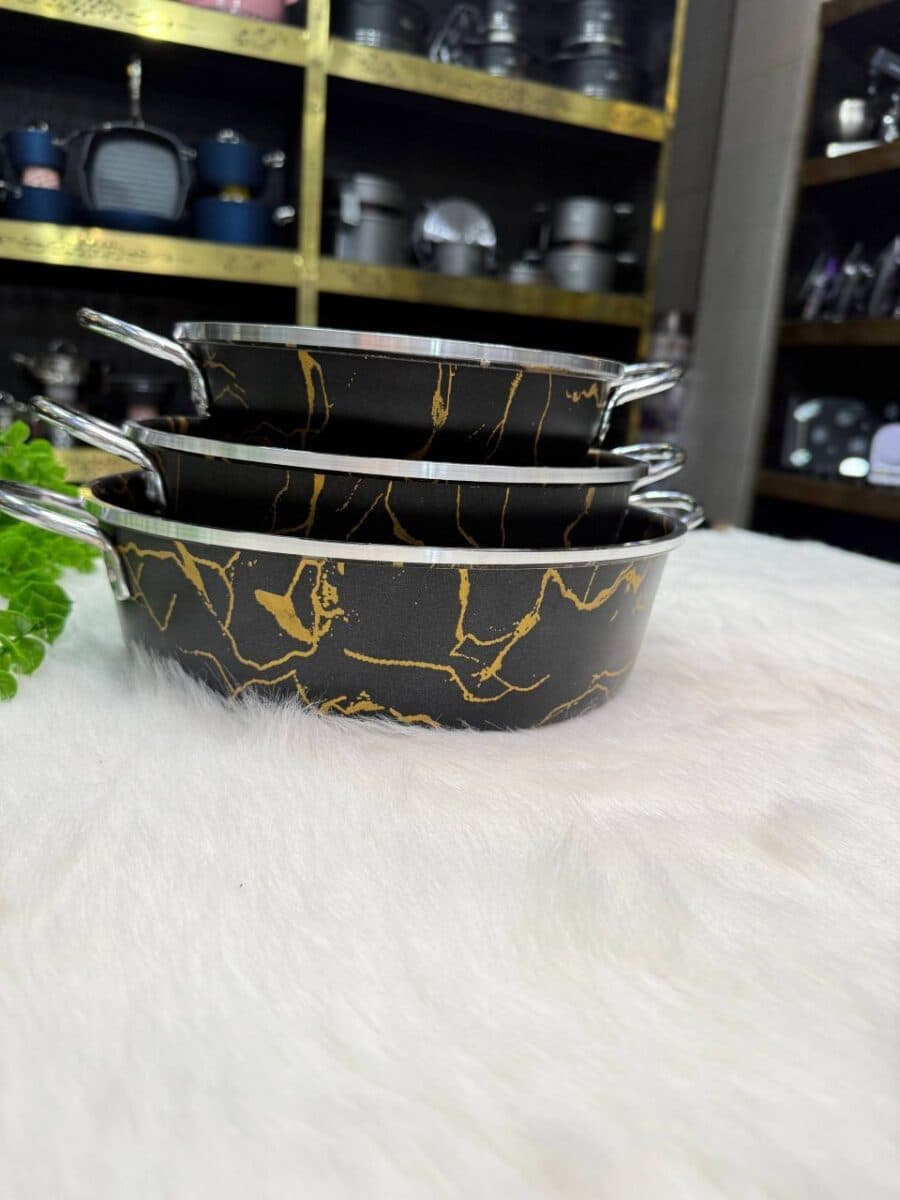 سرویس تابه ۳ تایی طرح سنگ ماربل — تصویر ۲