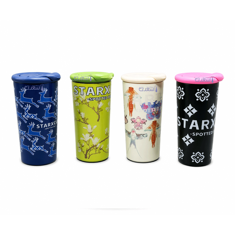 تراول ماگ طرح دار رنگی استیل حجم 520ml