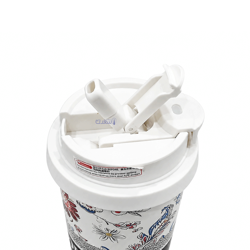 تراول ماگ طرح گل و منظره استیل حجم 520ml — تصویر ۴