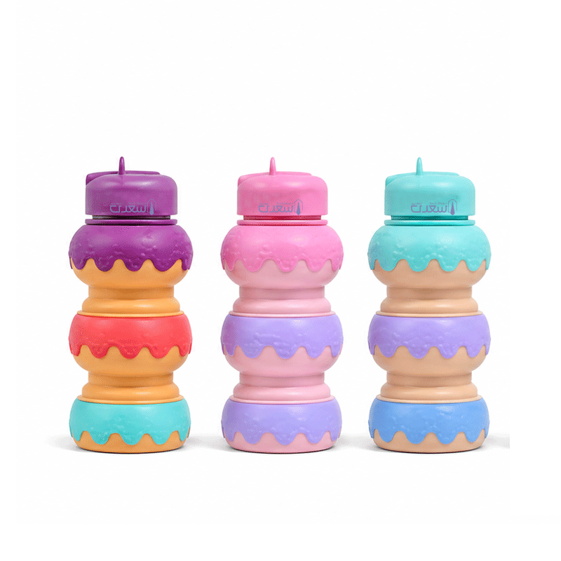 قمقمه سیلیکونی دونات بزرگ اسکول فنس Schoolfans حجم 550ml کد FA9303 — تصویر ۲