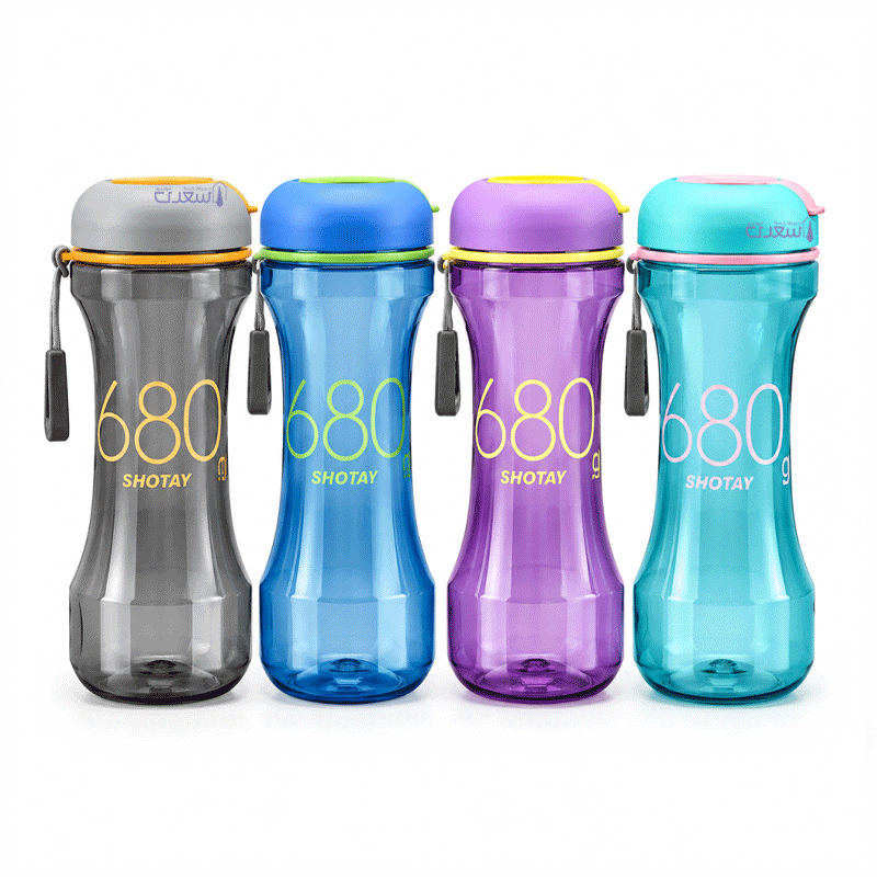 قمقمه آب شفاف دمبلی شوتای (SHOTAY) حجم 680ml کد 6923 — تصویر ۲