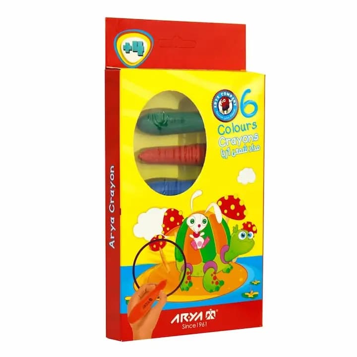 مداد شمعی 6 رنگ آریا