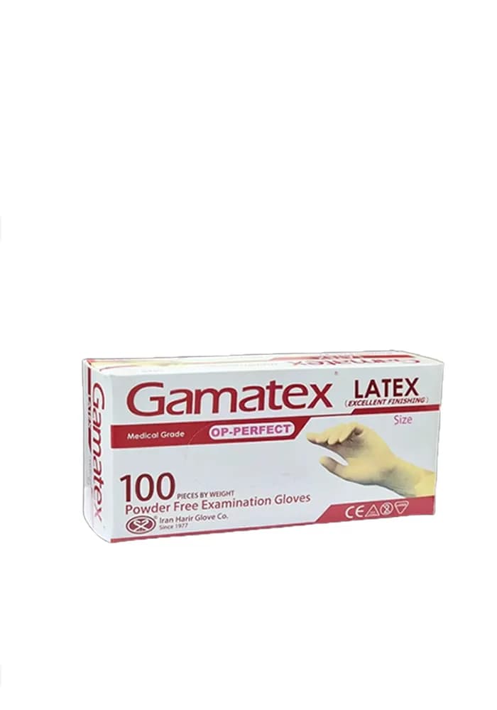 دستکش لاتکس بدون پودر اوپی پرفکت مدل Gamatex Excellent