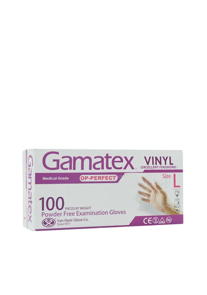 دستکش یکبار مصرف وینیل بدون پودر Gamatex