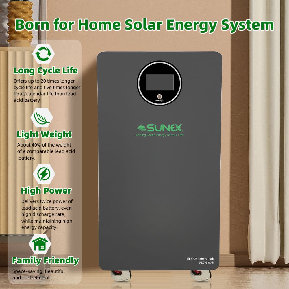 باتری لیتیومی SUNEX 15kWh (51.2V 300Ah) مخصوص سیستم خورشیدی — تصویر ۳