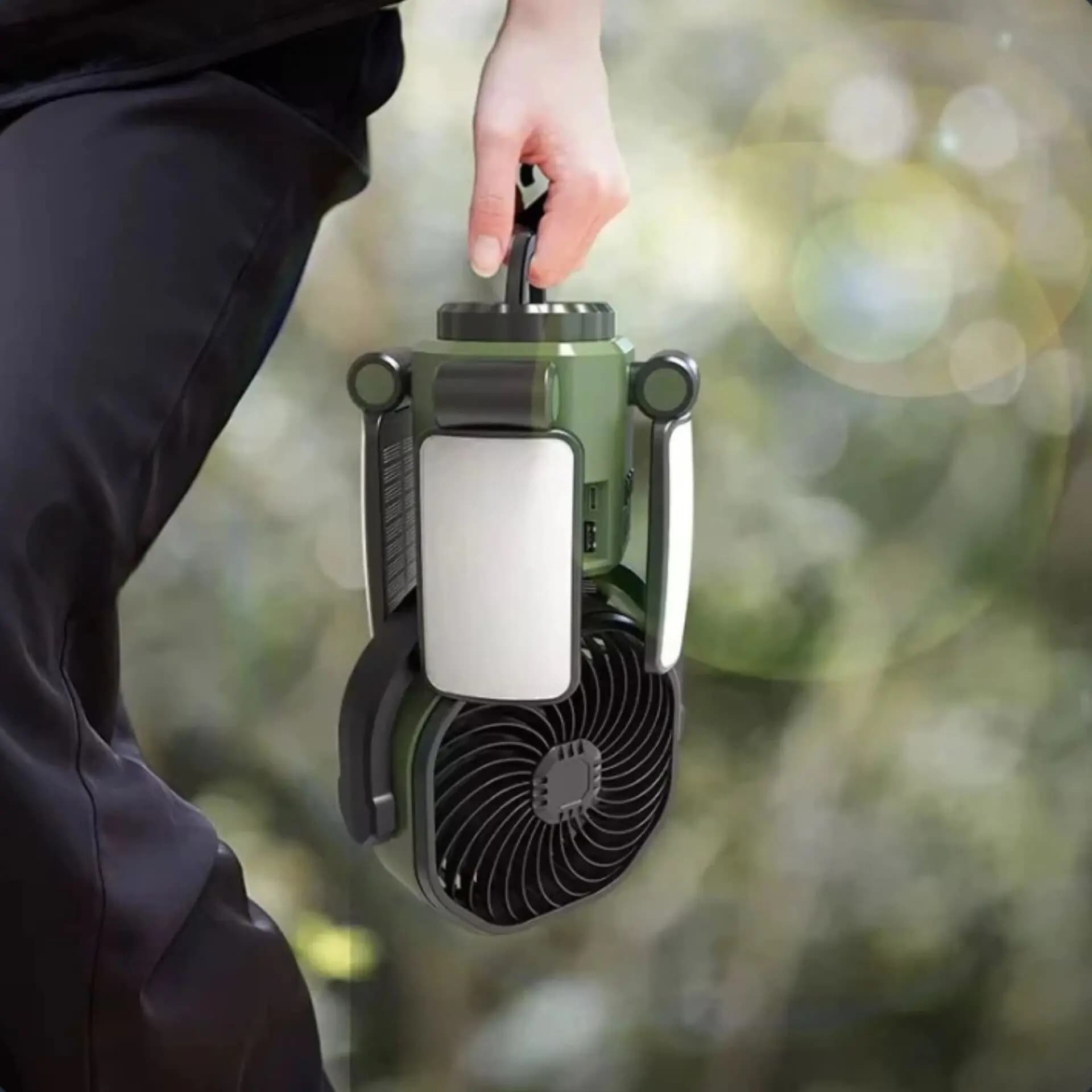 پنکه خورشیدی شارژی مدل F6611 | همراه با چراغ LED و پاوربانک — تصویر ۵