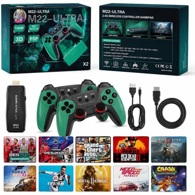 کنسول بازی M22 Ultra ظرفیت ۶۴ گیگابایت با دو دسته بی‌سیم
