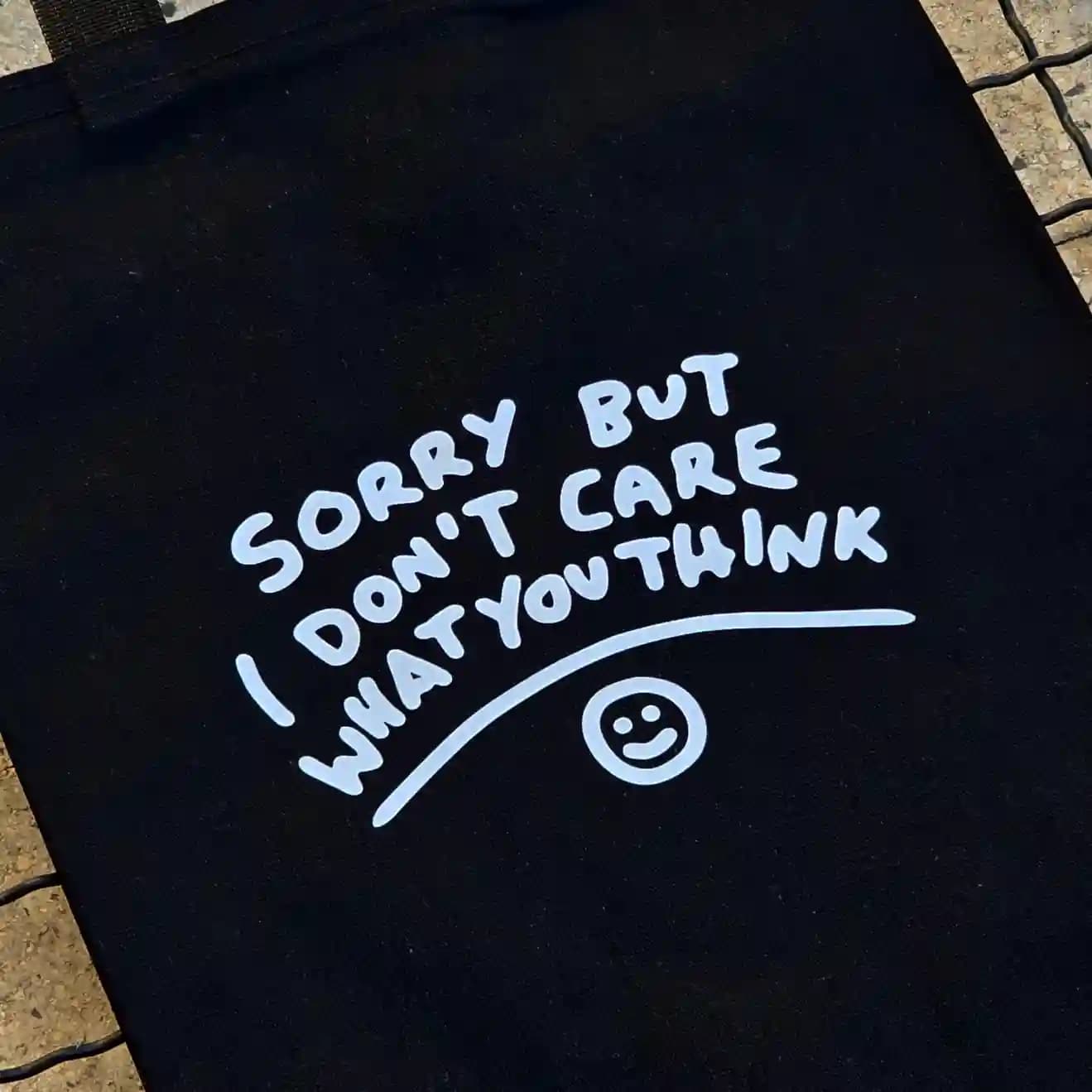 توت بگ پینترستی مشکی | Sorry But I Don’t Care | 😌🖤 — تصویر ۲