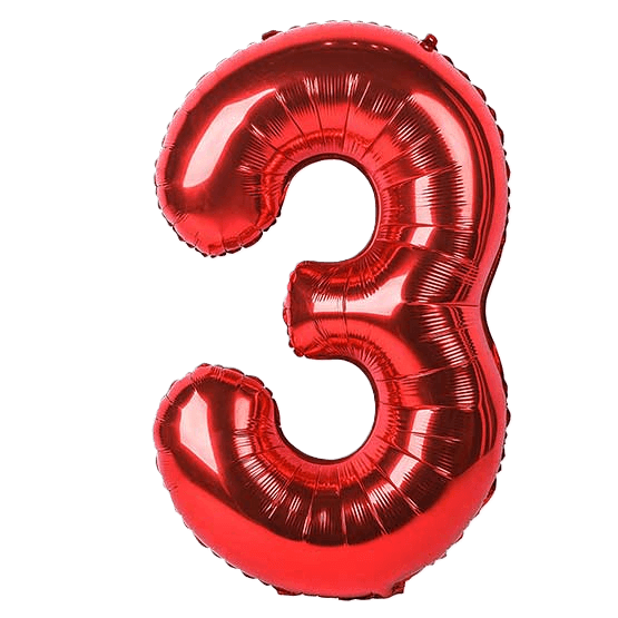 بادکنک فویلی عدد 3 قرمز