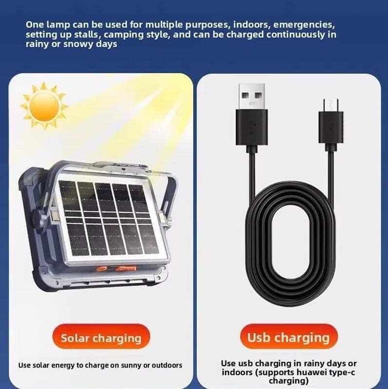 پروژکتور سیار شارژی و پاور بانک خورشیدی Solar LED Light — تصویر ۴